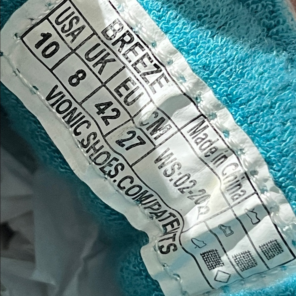 Vionic Beach Breeze slip-on mule sneakers teal terry cloth shoes summer sz 10 - Picture 7 of 8